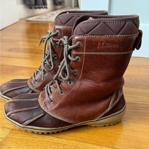 LL Bean Dark Brown Leather Toe Insulated 2.5 TEK Waterproof Duck BOOTS